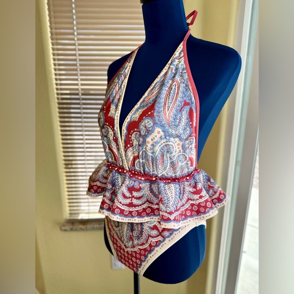 NEW! Zimmermann Indigo & Ruby Vitali Paisley Ruffle One-Piece Swimsuit - Picture 8 of 16